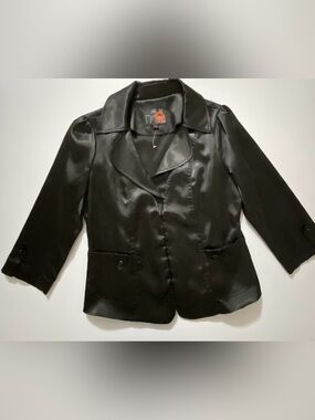 G By Guess Women’s Silky Black Blazer Top Size Medium New